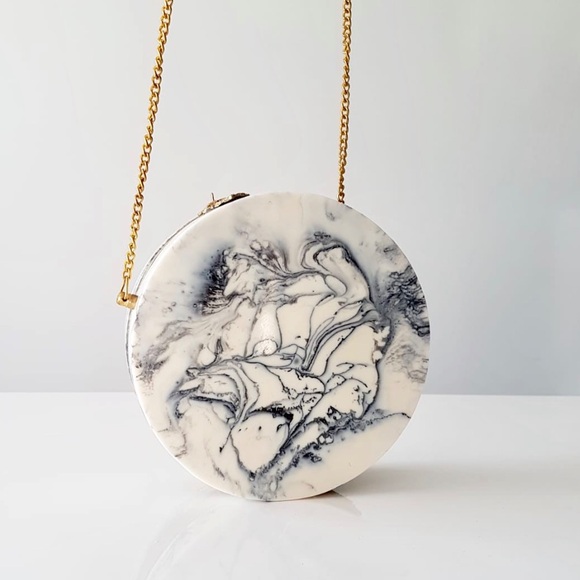 Ramla | Infinity Round Marble Crossbody Handbag NEW Handmade $190 - Picture 5 of 7